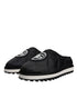 Dolce & Gabbana Black Nylon Quilted Logo Patch Sandals Slides Shoes